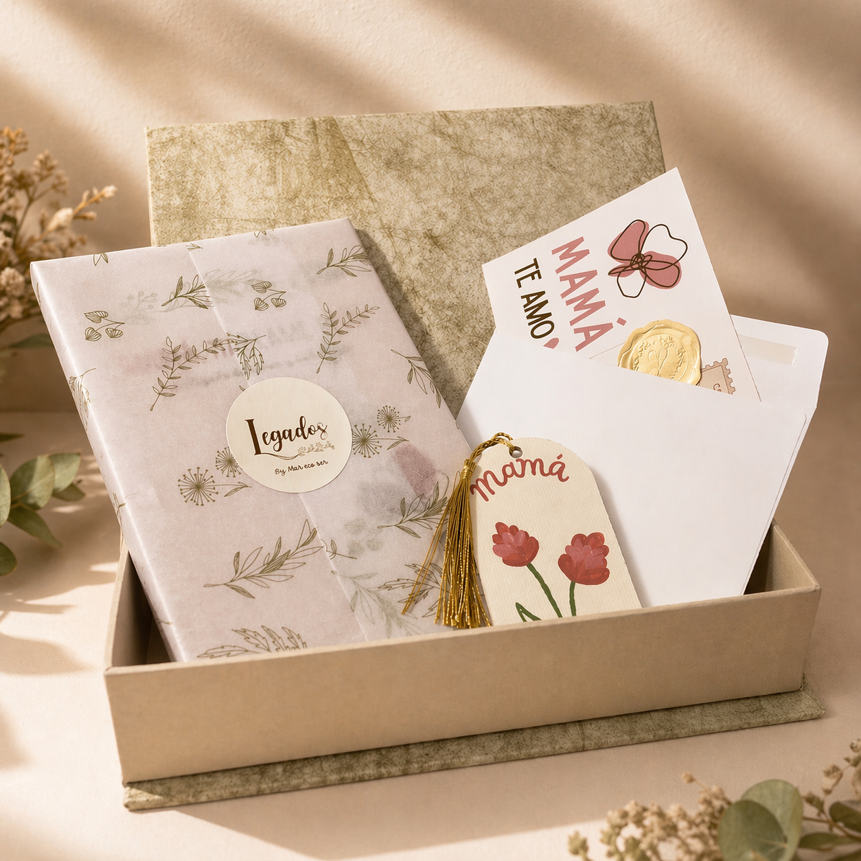 Libro Mamá, háblame de ti con sus accesorios